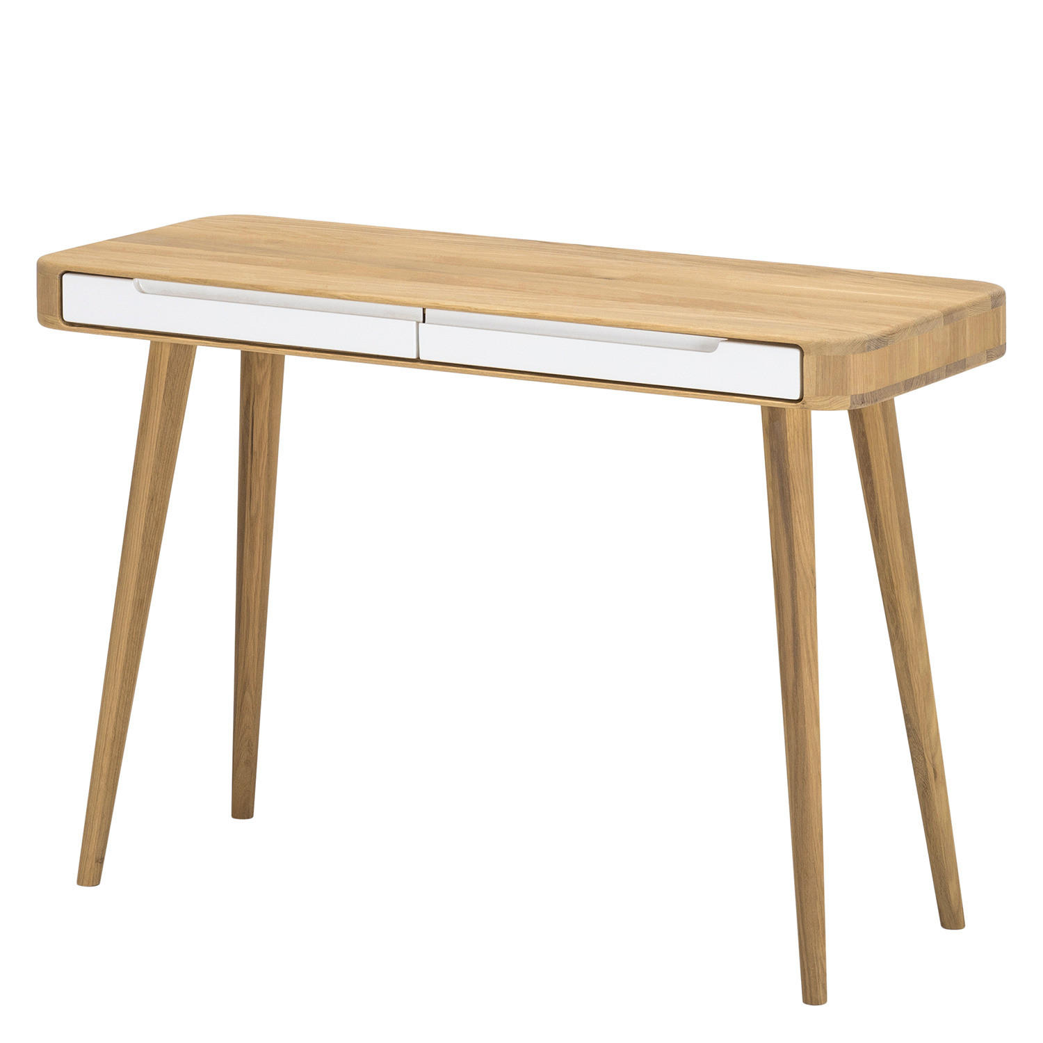 KONSOLENTISCH - Wildeiche teilmassiv, Weiß / Wildeiche - Weiß, Holzwerkstoff (43/110/75cm) - home24