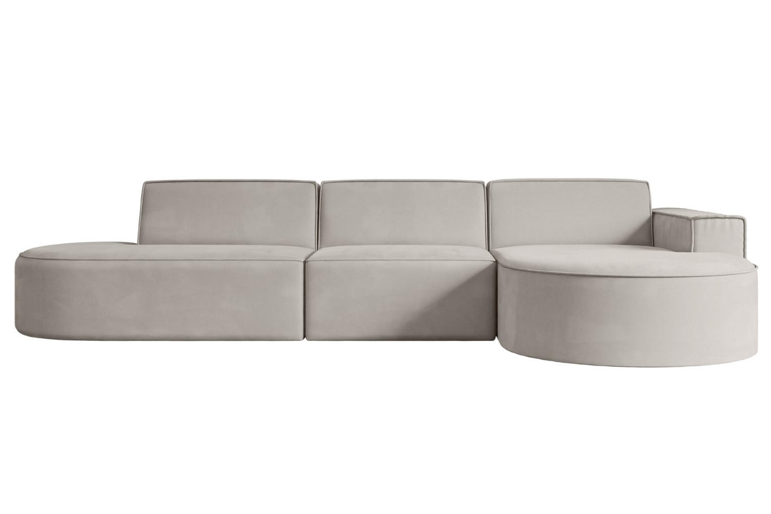 ECKSOFA Ottomane Rechts MARI-L2 - 321x165x78 cm Hellbraun Velours - Hellbraun/Schwarz, Holzwerkstoff/Kunststoff (321/165cm) - ALTDECOR