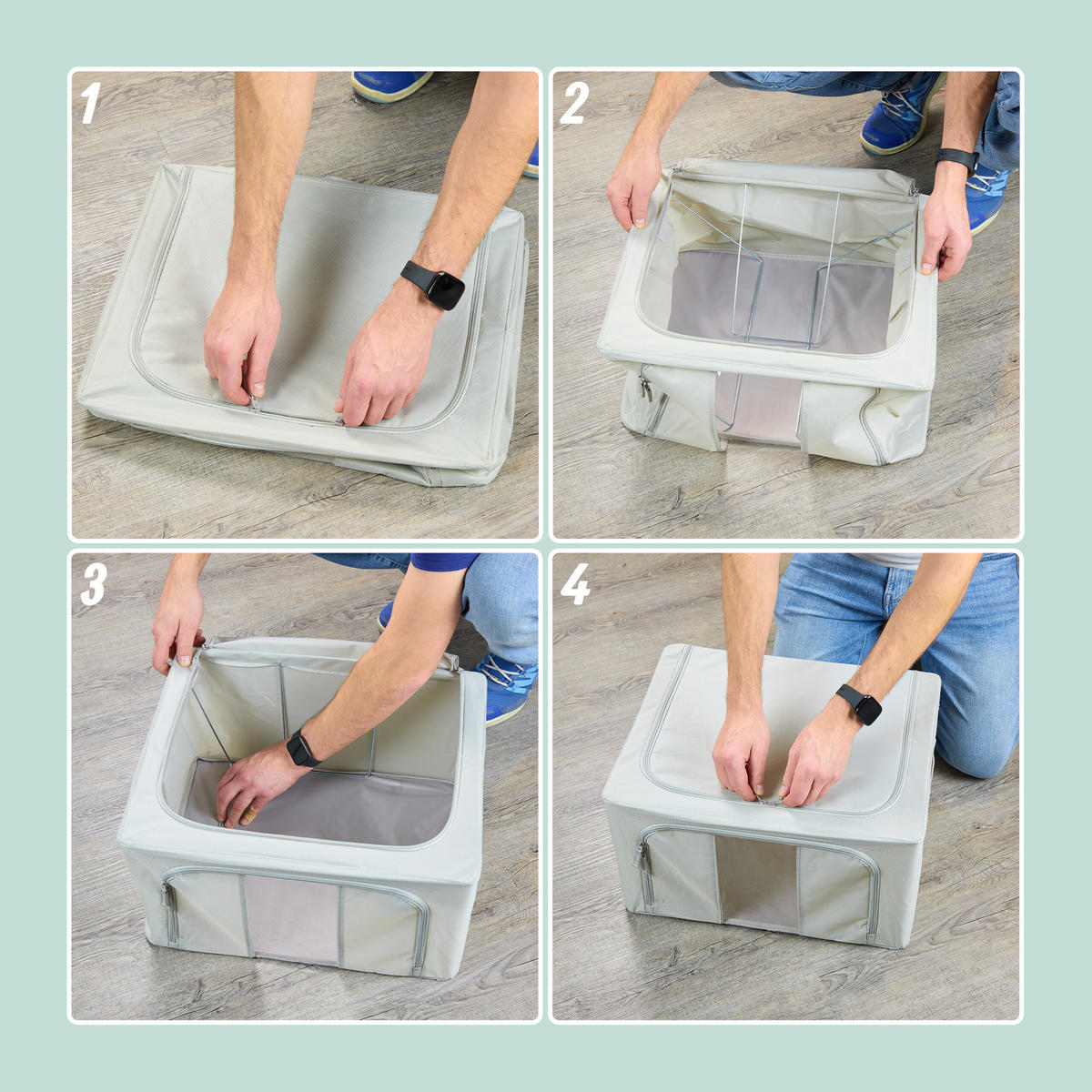 SÚPRAVA na uskladnenie - sivá, kov/textil - Relaxdays