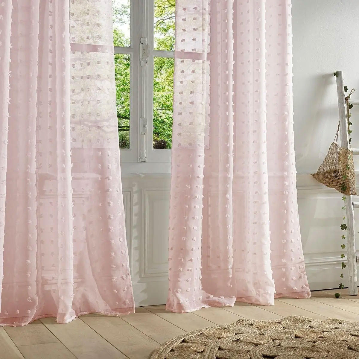 FERTIGVORHANG auf Rädern mit Jacquard-Muster 240/140/240 cm - Rosa, Textil (140/240/240cm) - Atmosphera Createur d´interieur