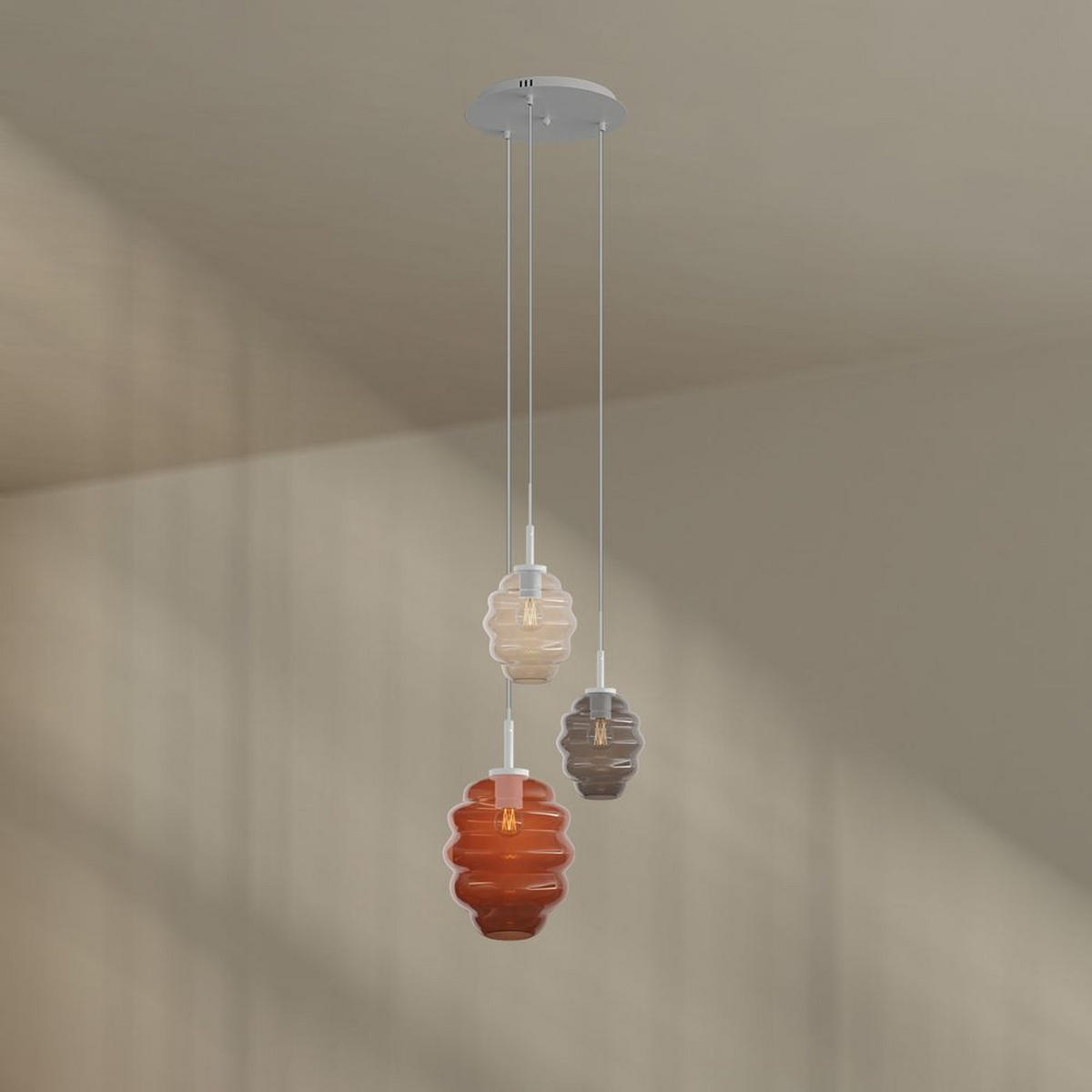 GALERIELEUCHTE Echos 3-flammig Mehrfarbig Ø 18/25cm - Multicolor/Weiß, Glas (18/18/20cm) - s.luce