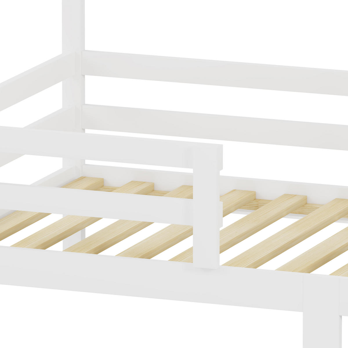 HAUSBETT 90/200 cm mit Rausfallschutz, DE-41909, in Weiß - Weiß, Holzwerkstoff (90/200cm) - ComfortXL