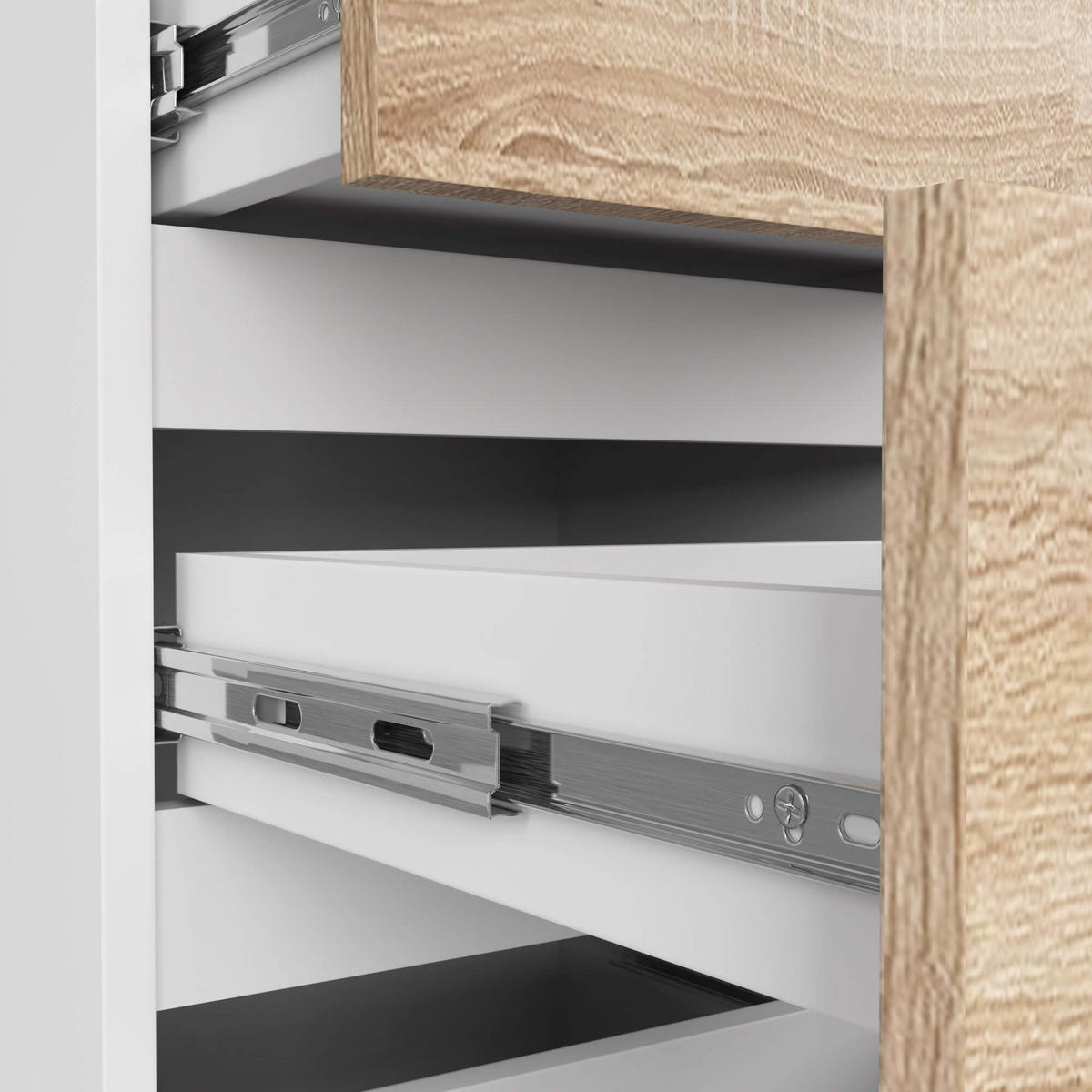 KOMMODE CL4, Weiß-Sonoma, 40x35x74 cm - Weiß/Sonoma Eiche, Holz (40/74/35cm) - Milordbikes