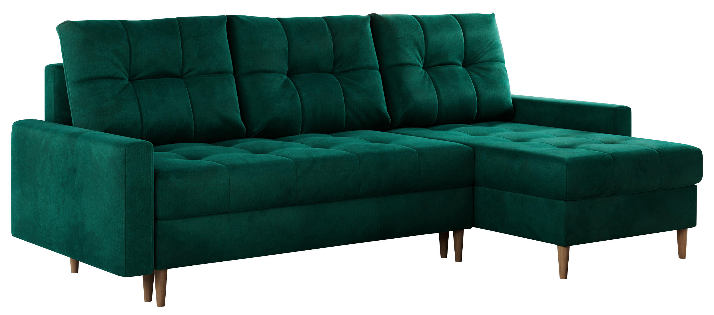 ECKSOFA Colin Velvet Dunkelgrün - Dunkelgrün/Braun, Holz/Textil (220/140cm) - MKS