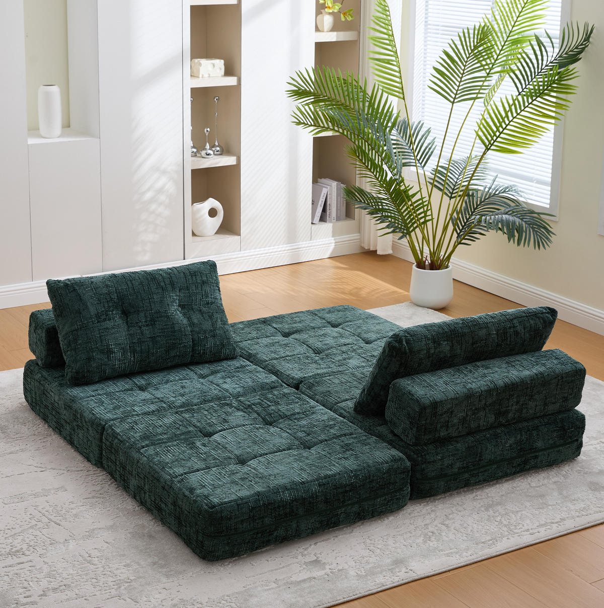 SCHLAFSESSEL klappbar 79x180 cm Chenille Emerald - Grün, Kunststoff (79/57/79cm) - Beauniv