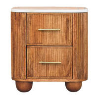 NACHTTISCH mit Golden-Teak-Finish, 2 Schubladen, Marmorplatte oben, braun. - Braun, Holz (45/49/35cm) - Artisan Furniture