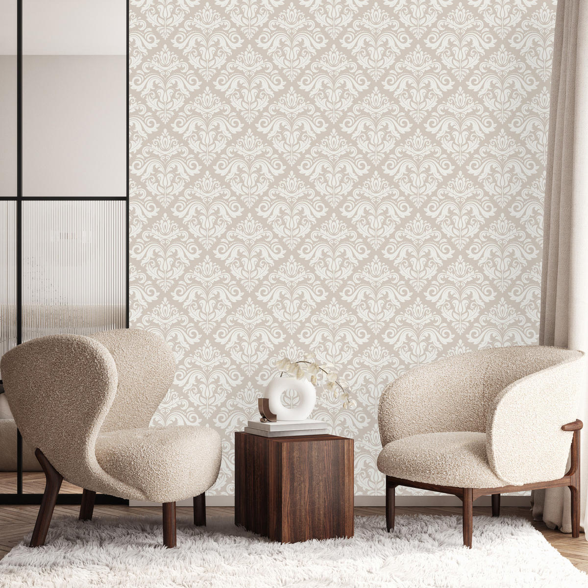 VLIESTAPETE Florale Ornamente – Beige, Creme – 50x1000 cm - Beige/Creme, Papier (50/1000cm) - Muralo