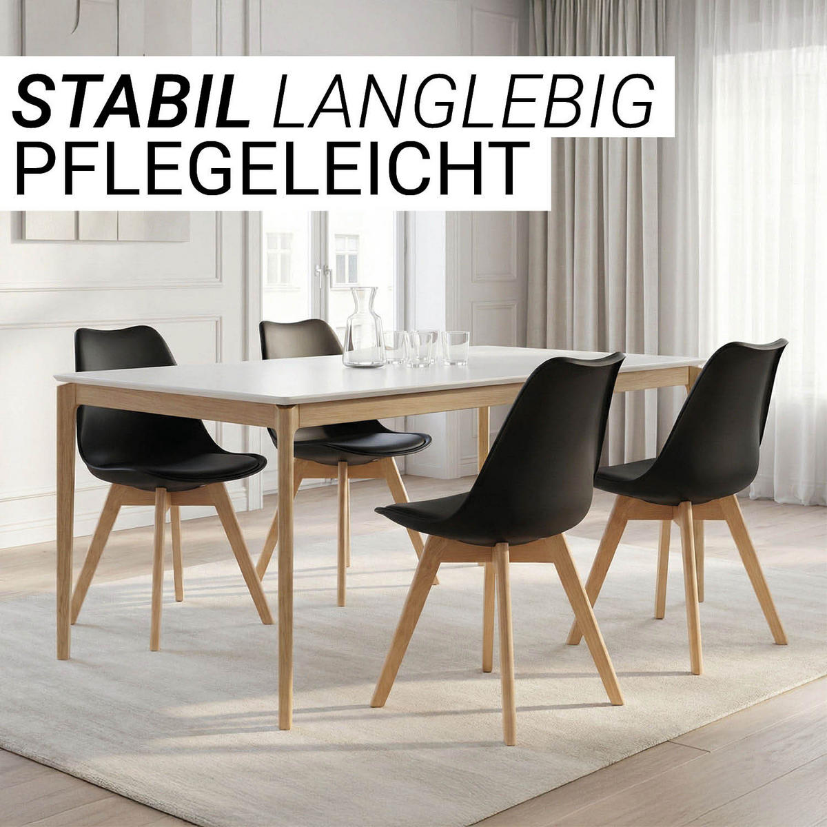 KÜCHENSTUHL 2er-Set Kunststoff Schwarz - Schwarz, Holz (46/80/45cm) - Homestyle4u