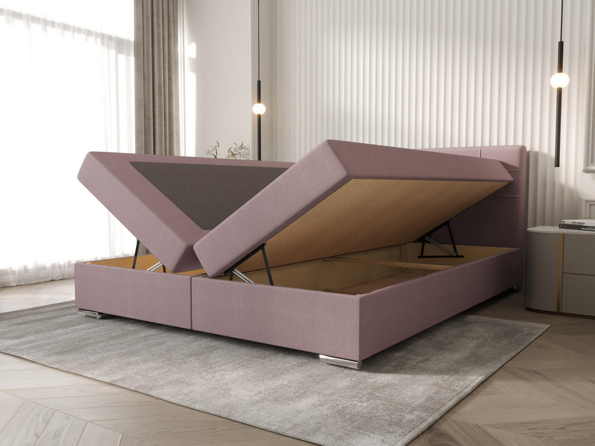 BOXBETT ZILANO 1 mit Matratze H3 und Topper 180x200 Cosmic 14 - Pink, Holz/Textil (180/200cm) - Bedante