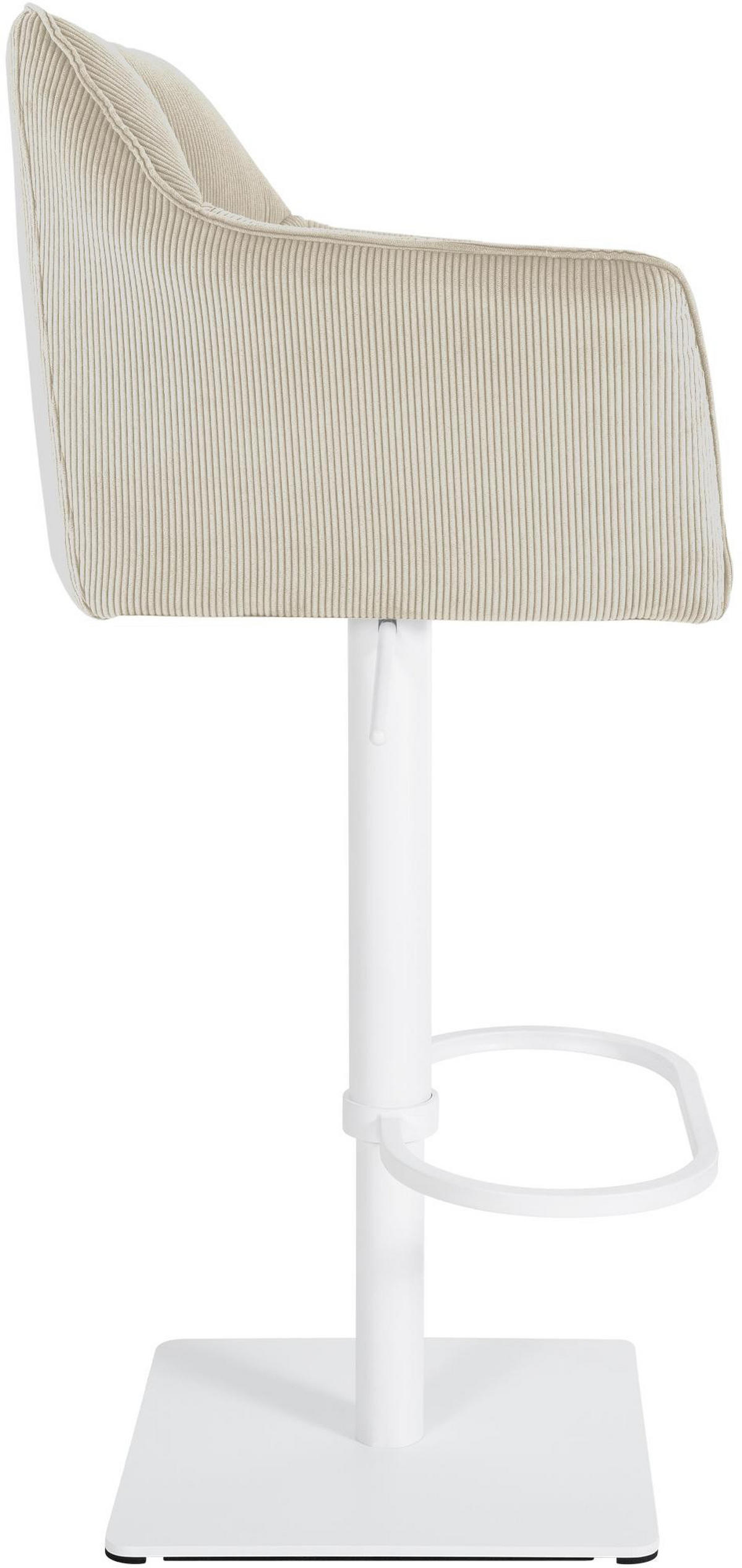 BARHOCKER Sihar Cord Creme Weiß - Creme, Textil (64/88/45cm) - DELUKE