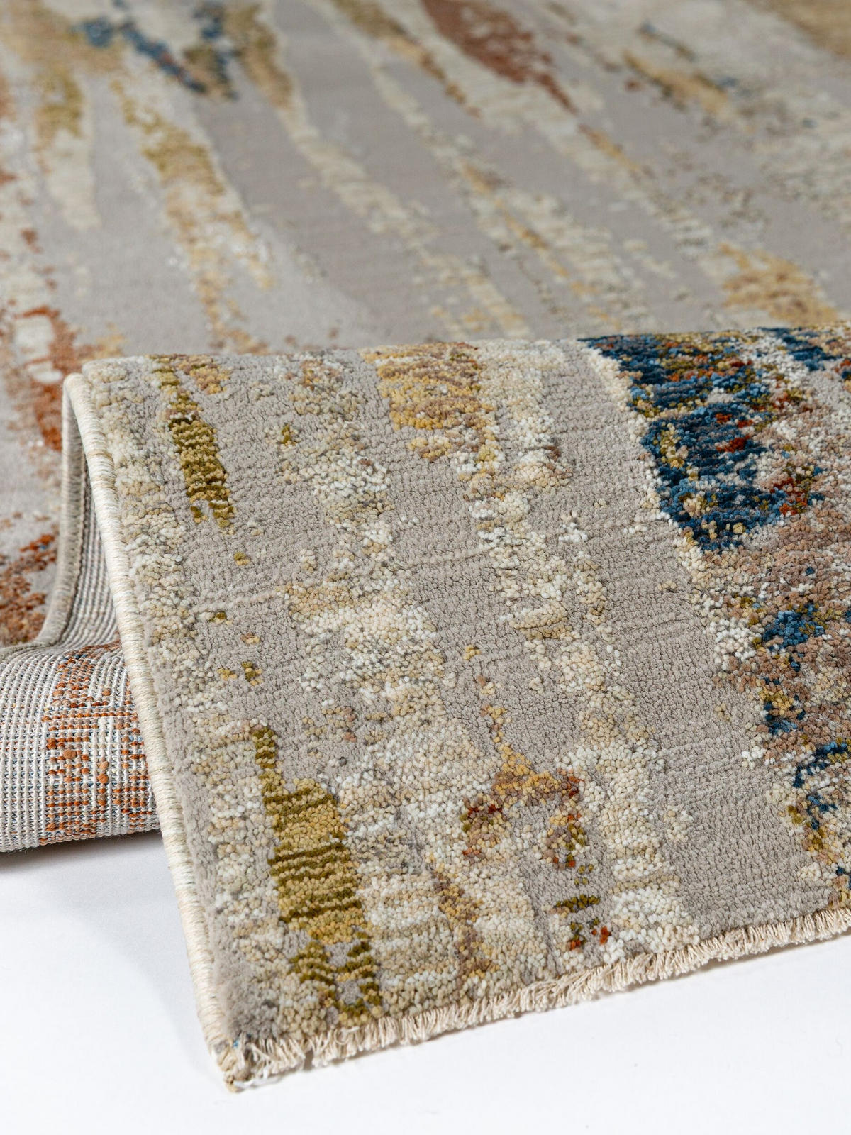 KURZFLORTEPPICH, mit Fransen, BLENG, Farbstriche, Beige-Multicolor, 160 x 230 cm - Beige, Textil (160/230cm) - KADIMA DESIGN