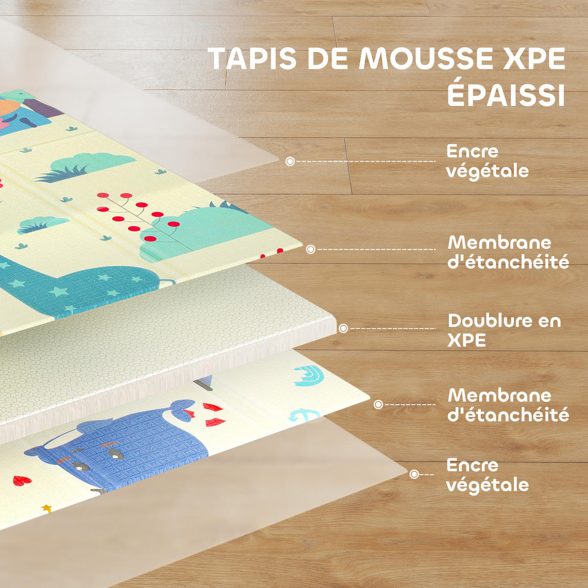 SPIELMATTE DE-18927 196x176 cm, faltbar, doppelseitig Bunt - Multicolor, Kunststoff (176/196cm) - ComfortXL