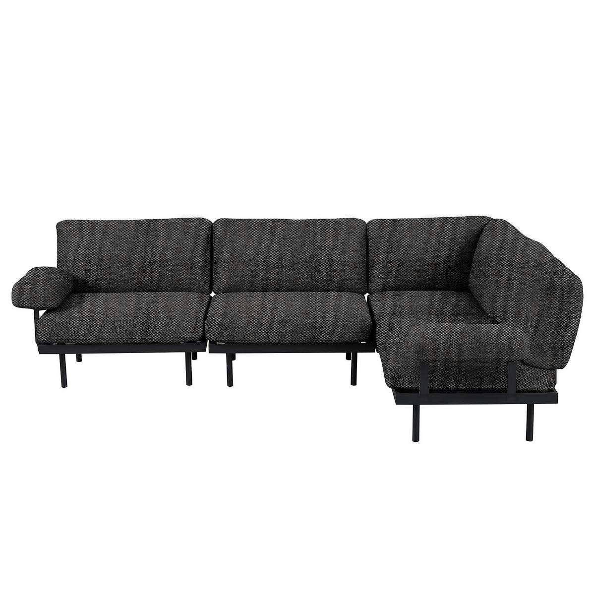OUTDOOR-ECKSOFA - Schwarz, Textil/Metall (273/80/186cm) - home24