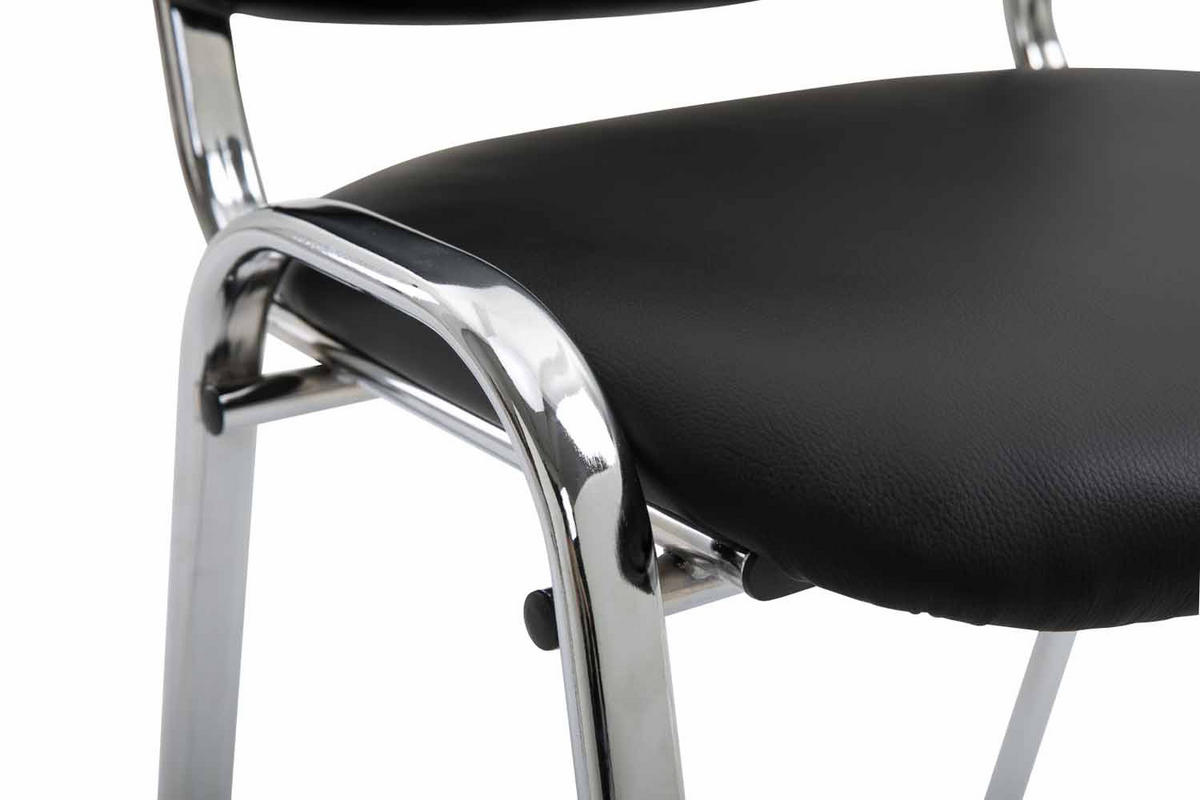 BESUCHERSTUHL Keen, Kunstleder mit Gestell in Chromoptik / Bezug Schwarz - Chromfarben/Schwarz, Textil/Metall (54/79/48cm) - TPFLiving