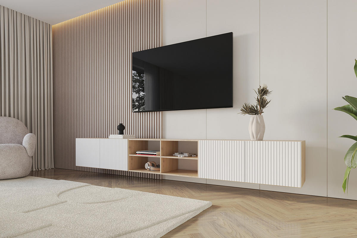 LOWBOARD NOA-2-W 3x100x40x41 cm - Artisan / Weiß - Weiß, Holzwerkstoff (300/40/41cm) - ALTDECOR