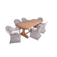 GARTEN-SITZGRUPPE Noah 7-teilig Hellbraun Gartenmöbel-Set - Hellbraun, Holz - DELUKE