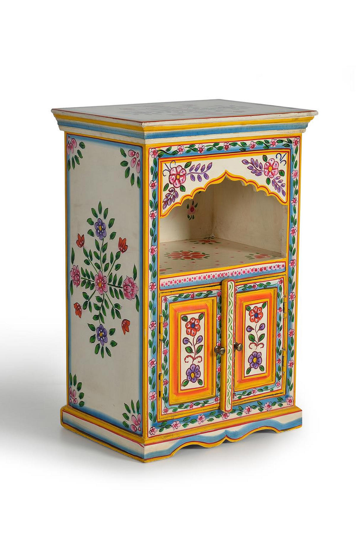 MEHRFARBIGES KOMMODE aus Mangoholz - Chromfarben, Holz (48/75/35cm) - Giner y Colomer