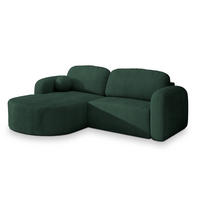 ECKSOFA AMILIA P L-S Grün Kordstoff mit Schlaffunktion - Grün, Holz (263/174cm) - MASSENO