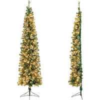 WEIHNACHTSBAUM Halb-Baum 210 cm 150 LED Grün - Grün, Kunststoff (210cm) - COSTWAY