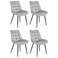 ESSZIMMERSTUHL 4-er Set BERA silbergrauer Sitz, schwarze Beine - Silberfarben/Schwarz, Textil (54/88/60cm) - Valora