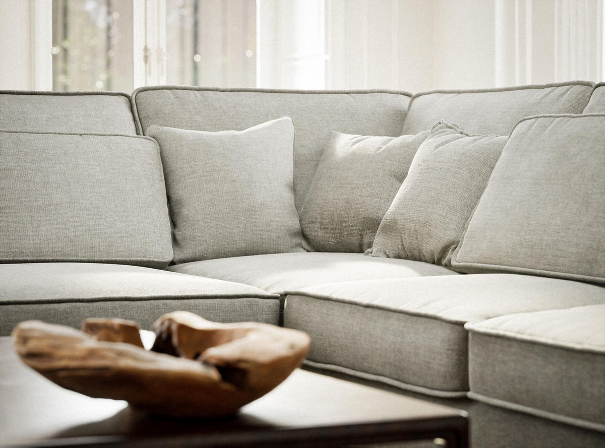 ECKSOFA Kirou Grau Chenille-Stoff - Links Seite - Schwarz/Grau, Holz/Holzwerkstoff (225/311cm) - Maison de Reve