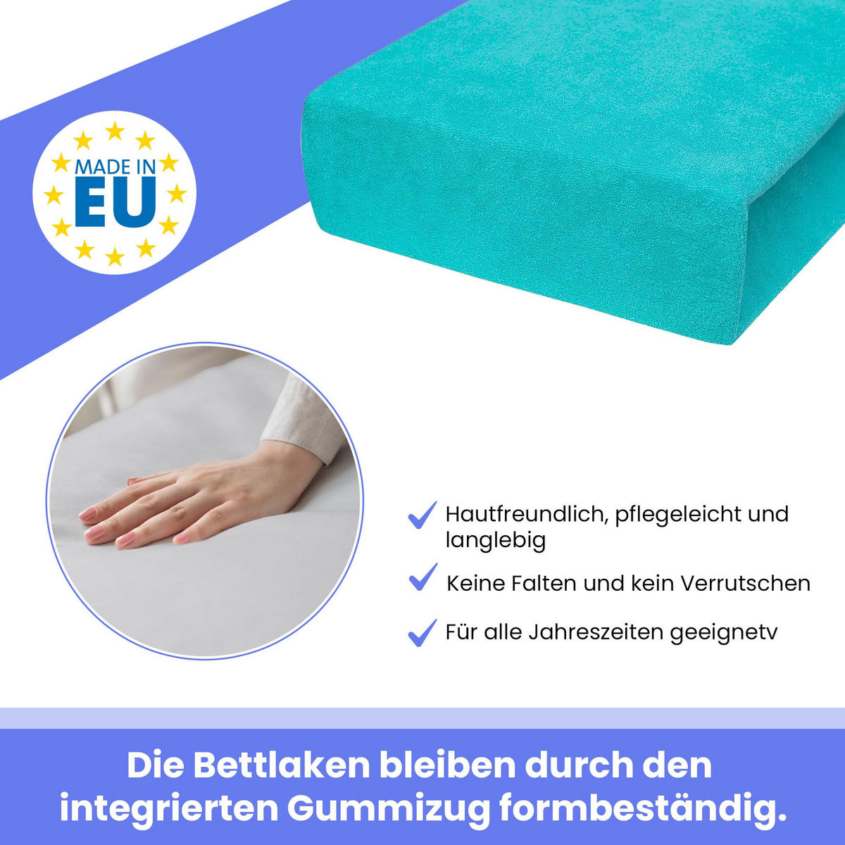 SPANNBETTLAKEN 160/200 cm, Frottee Elastisch 100 % Baumwolle Türkis - Türkis, Textil (160/200cm) - Best For Home