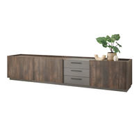 TV-LOWBOARD Thermo Eiche, grau, XXL TV Unterteil mit Soft-Close 240 cm - Eichefarben/Schwarz, Holzwerkstoff/Kunststoff (240/50/45cm) - Furn.Design