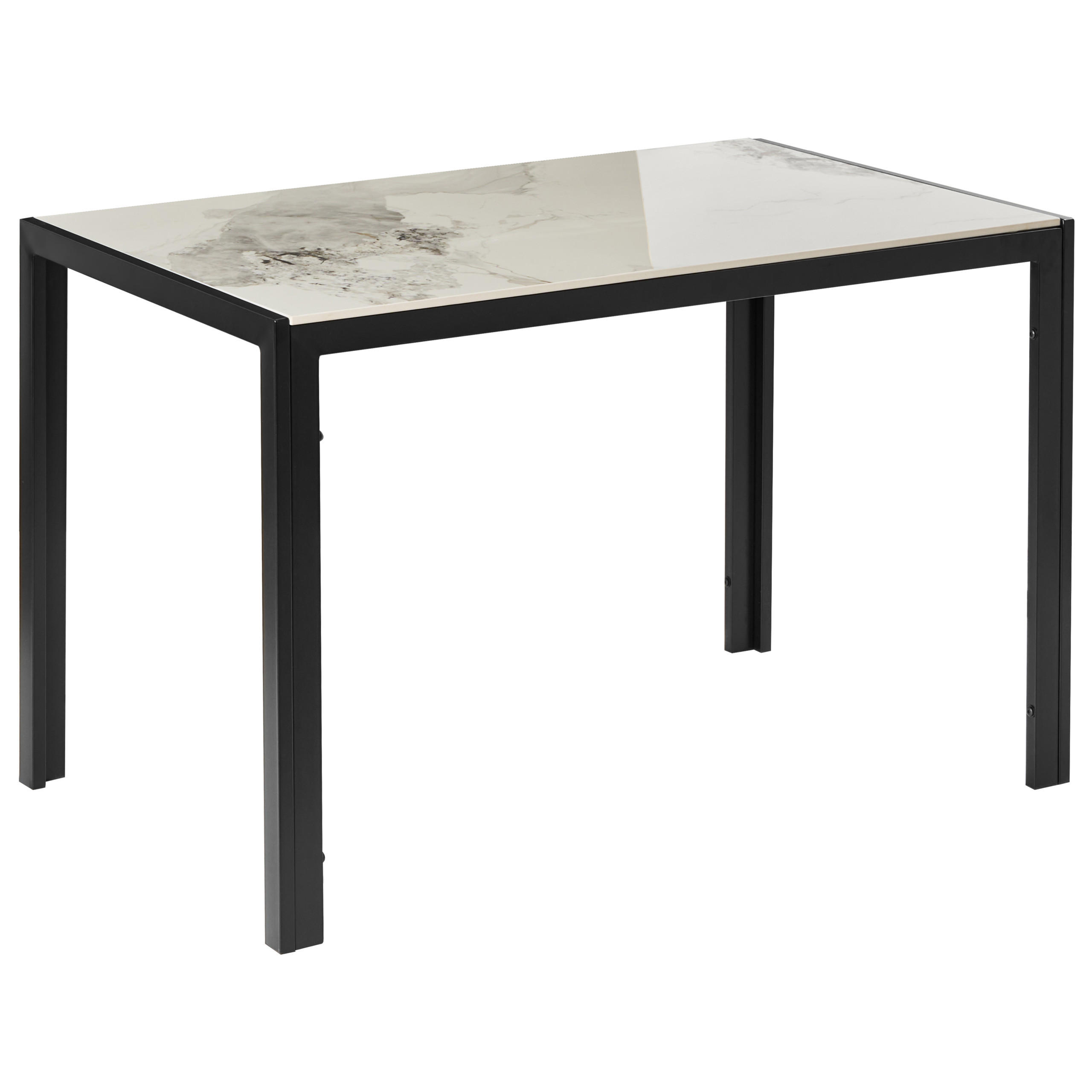 ESSTISCH Weißer Marmor 120/70 cm Clarence - Schwarz/Weiß, Keramik (120/70/75cm) - Beliani