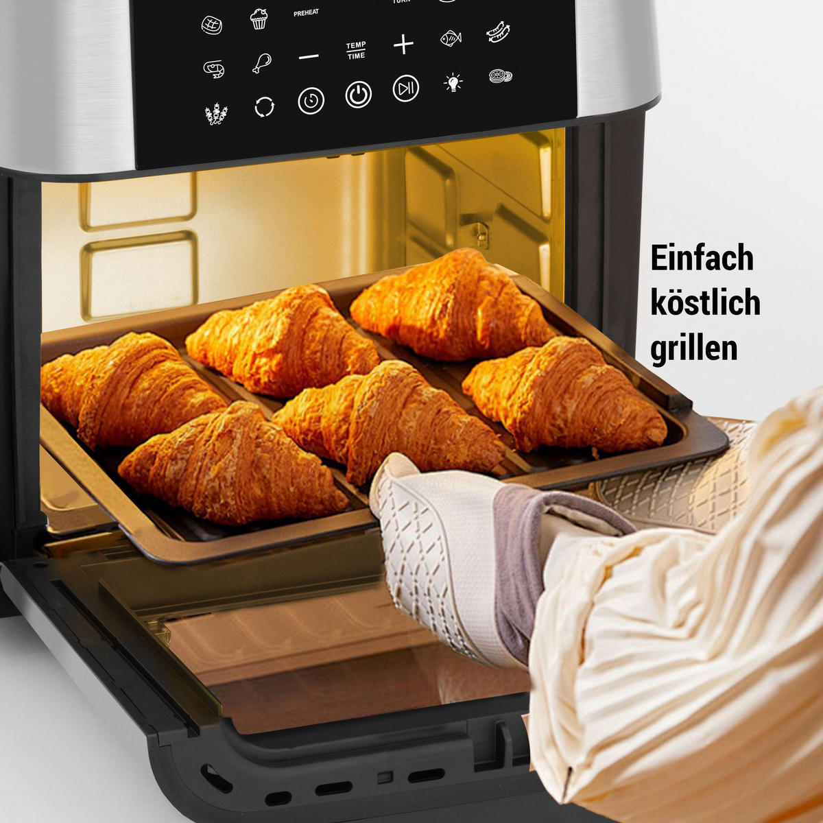 MINIBACKOFEN 12L XXL Heißluftfritteuse mit Zubehör, Multifunktionsofen mit Easy Fry & Grill Funktion, 12 Programme - Schwarz, Kunststoff (35/37.5/32.5cm) - Beaface