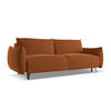 3-SITZER SOFA mit Schlaffunktion Samt Stoff Orange - Terra cotta/Schwarz, Textil/Metall (230/86/105cm) - Makamii
