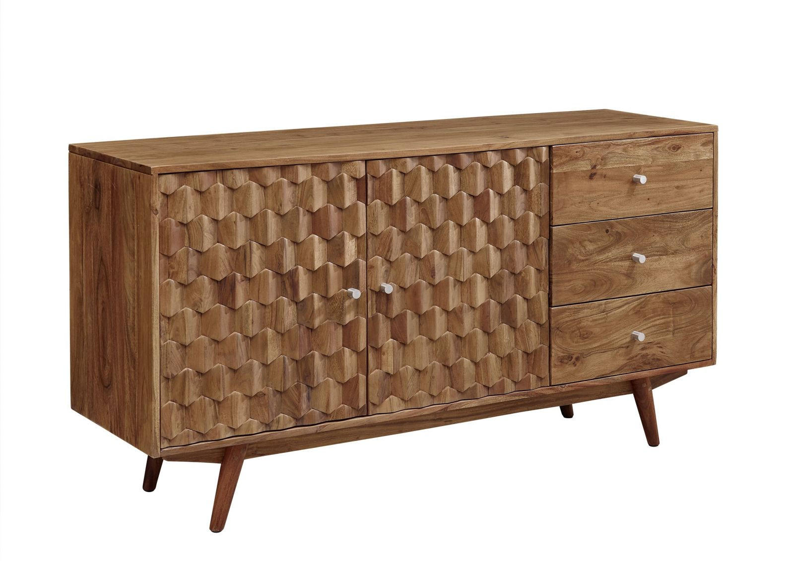 SIDEBOARD Akazie 145x42x75 natur lackiert MOSAYK #106 - Braun, Holz (145/75/42cm) - Massivmoebel24