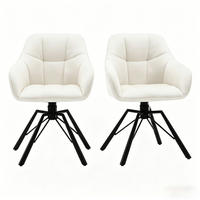 ESSSTUHL 2er-Set drehbar mit Armlehnen Samt Cream White - Weiß, Metall (54/82.5/57cm) - Meubliv