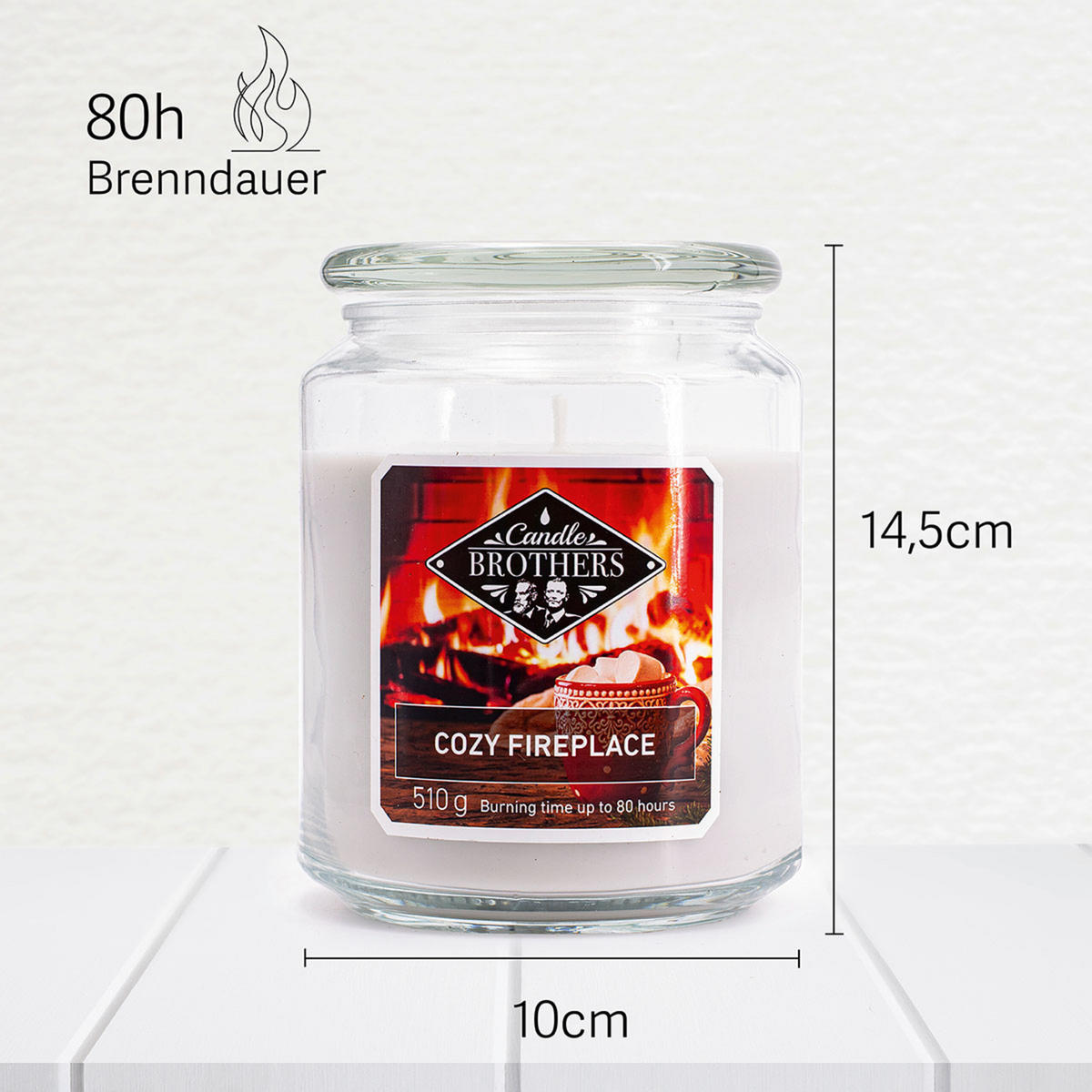 DUFTKERZE CandleBrothers - Weiß, Glas/Naturmaterialen (15cm)