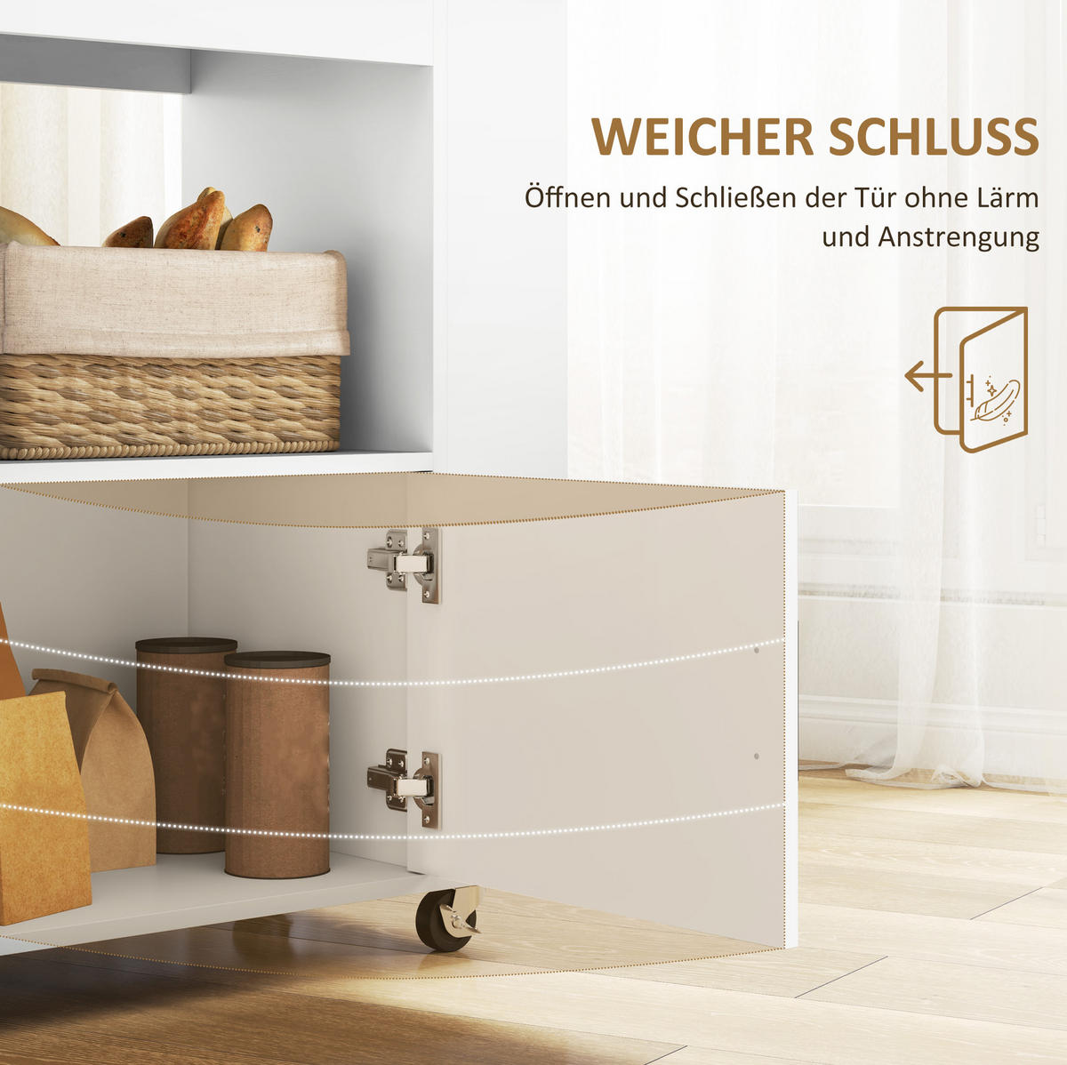 KÜCHENINSEL 83/40/83 cm Eiche aus Sperrholz mit Rollen - Weiß, Holzwerkstoff (83/83/40cm) - OKWISH