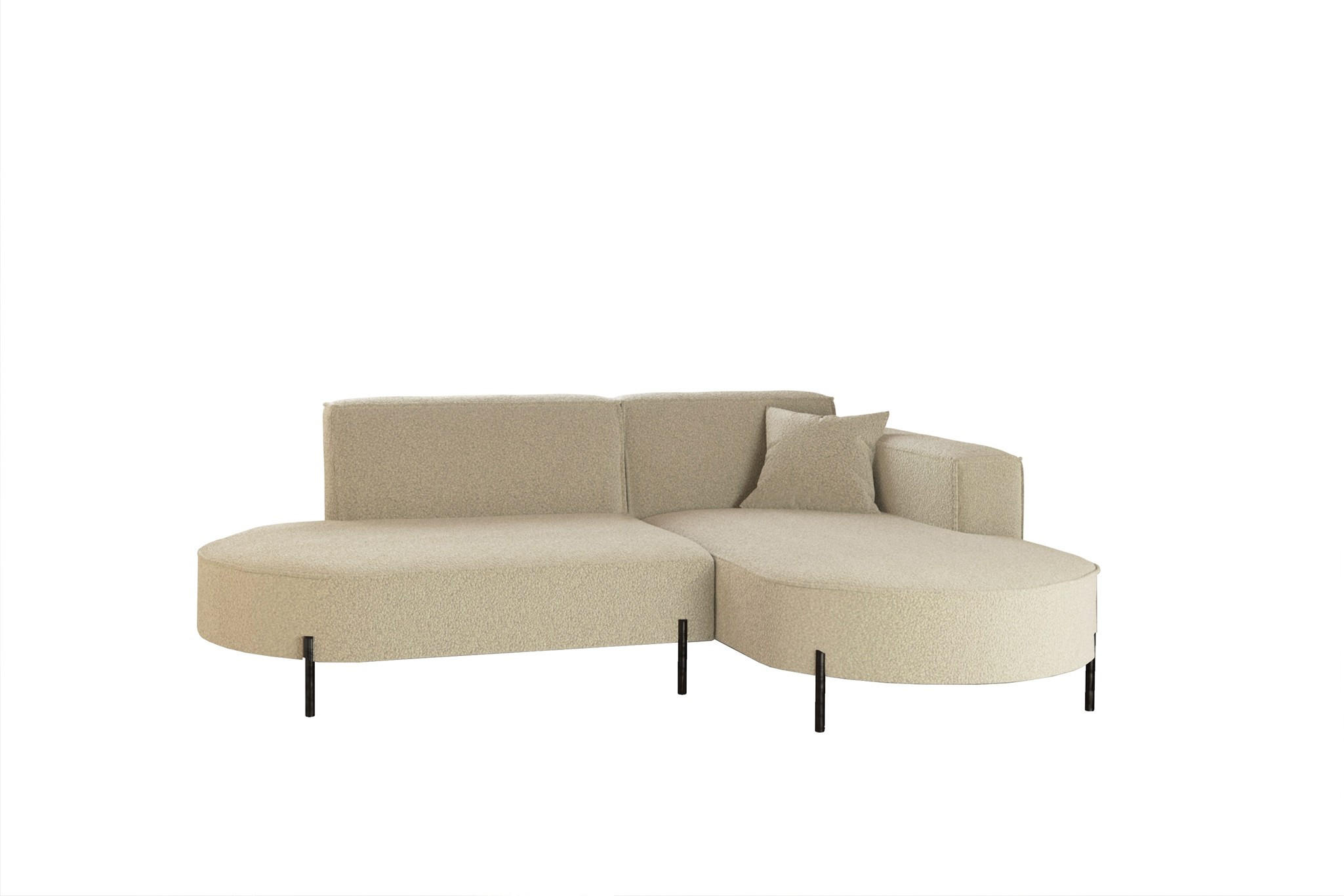 ECKSOFA Valencia Xs - Beige, Holzwerkstoff/Textil (236/165cm) - Fun Möbel
