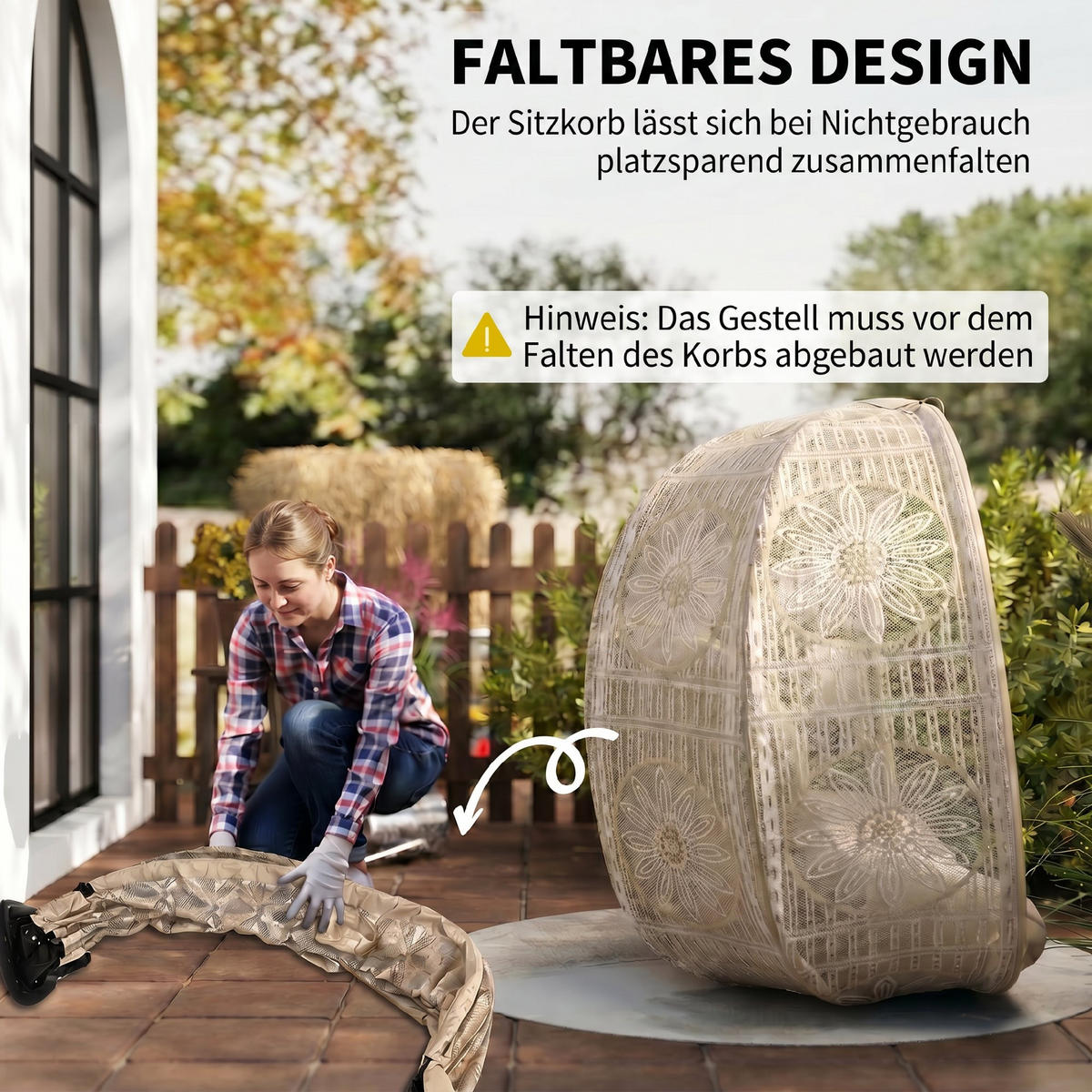 GARTENSTUHL, Stahl, Sand - Sandfarben, Metall (90/142/126cm) - Outsunny