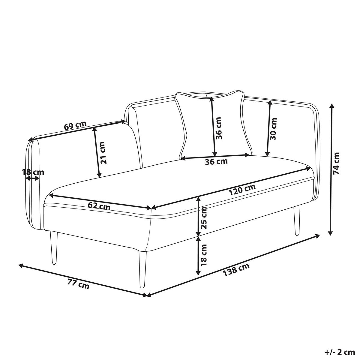 CHAISELONGUE Bouclé senfgelb rechtsseitig Chevannes - Gelb/Schwarz, Textil (138/74/77cm) - Beliani