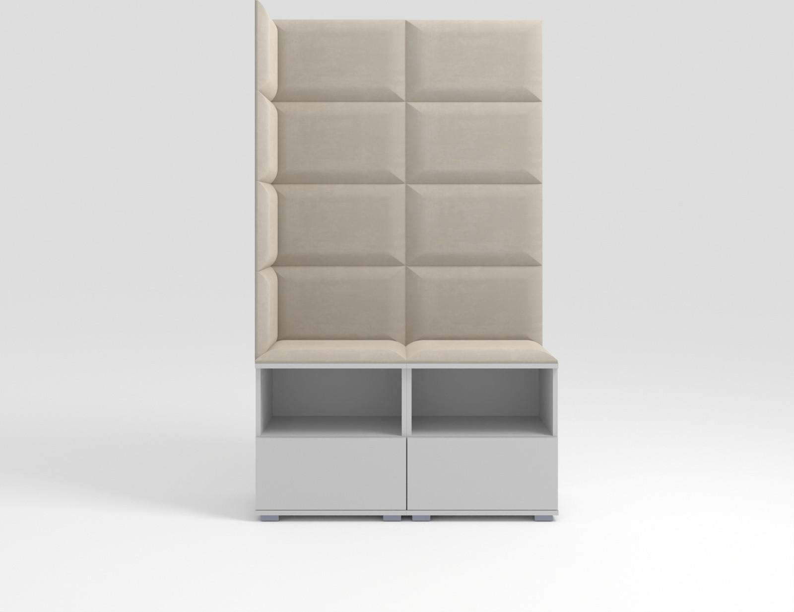 GARDEROBEN-SET Nela V mit gepolsterten Paneelen 100/174/40 - Silberfarben/Creme, Holzwerkstoff/Kunststoff (100/174/40cm)