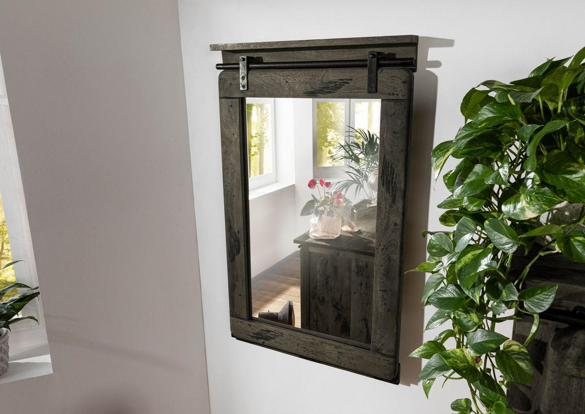 SPIEGEL Mango 60x8x100 grau lackiert RAILWAY #263 - Grau, Holz (60/100/8cm) - Massivmoebel24