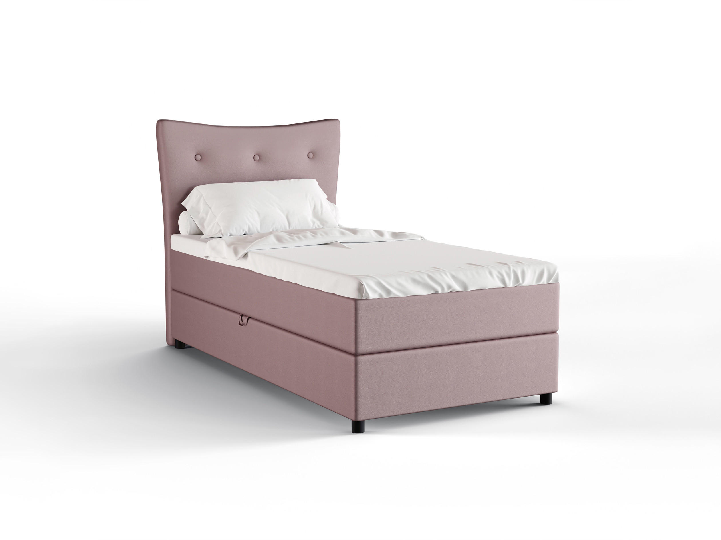 BOXBETT Nevada 100x200 cm Polsterbett mit hochwertiger Bonell-Matratze und Topper - rosa - Rosa, Holz (100/200cm) - Panda Möbel