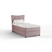 BOXBETT Nevada 100x200 cm Polsterbett mit hochwertiger Bonell-Matratze und Topper - rosa - Rosa, Holz (100/200cm) - Panda Möbel