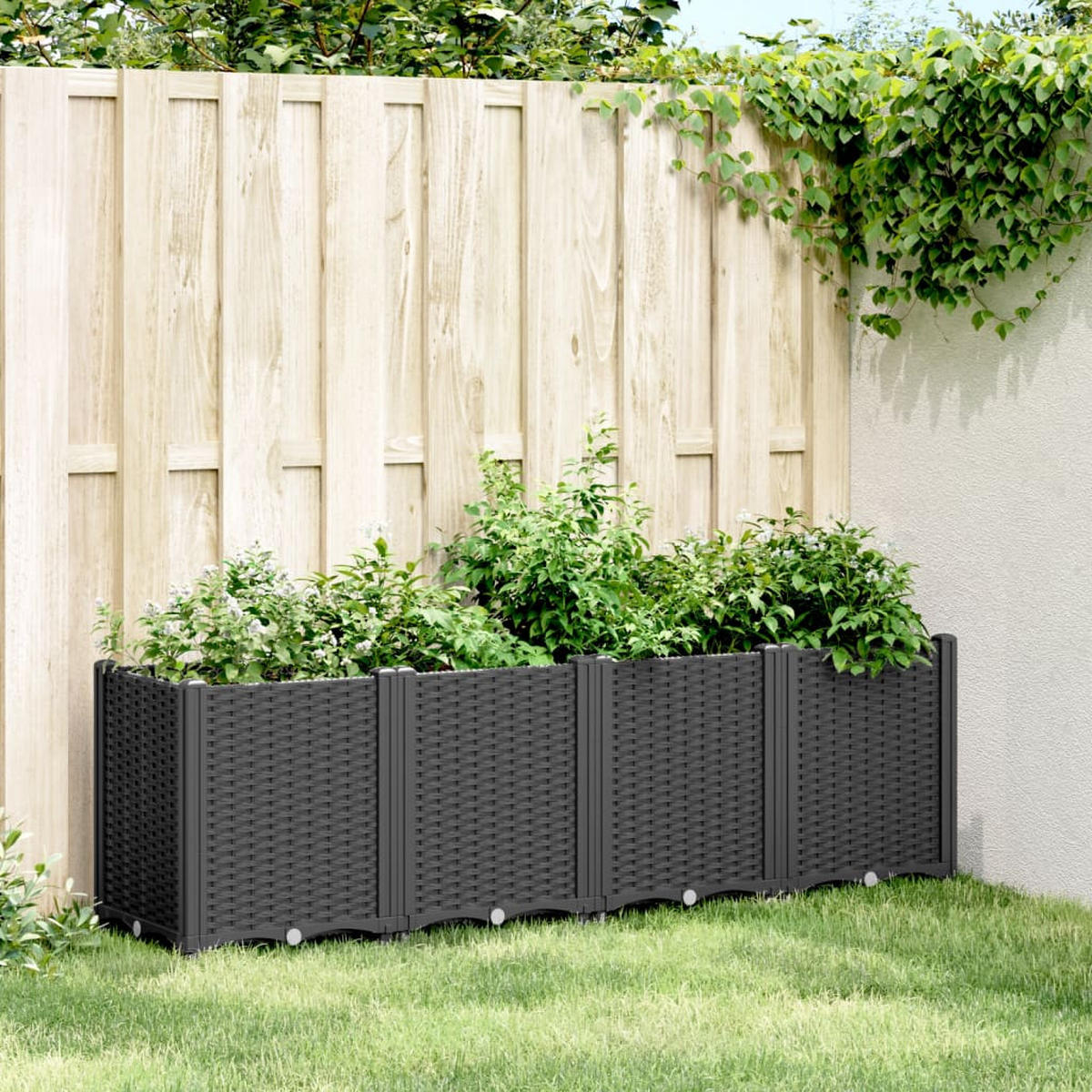 PFLANZKÜBEL Schwarz 160/40/53 Cm PP - Schwarz, Kunststoff (40/53/160cm) - vidaXL