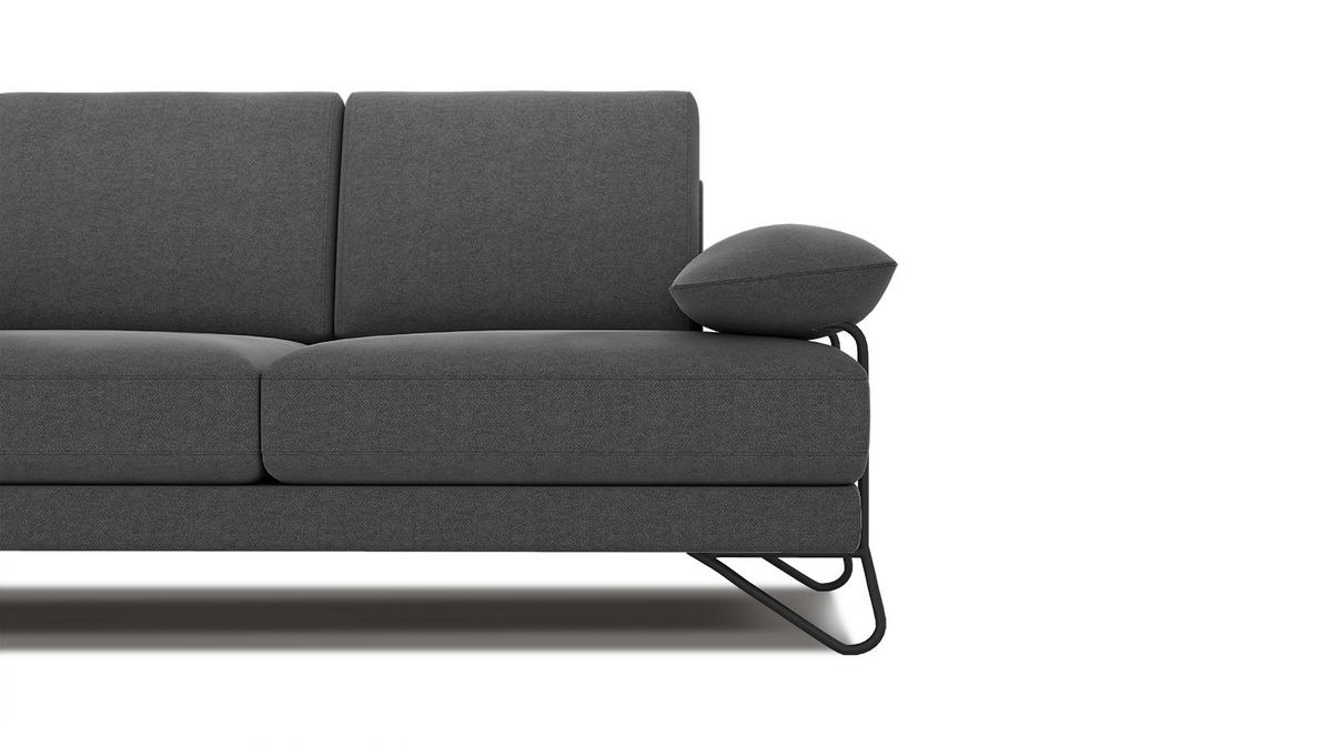 SOFA LORI 2-Sitzer, dunkelgrau - Dunkelgrau/Schwarz, Holzwerkstoff/Textil (185/87/96cm) - Courtois Laville