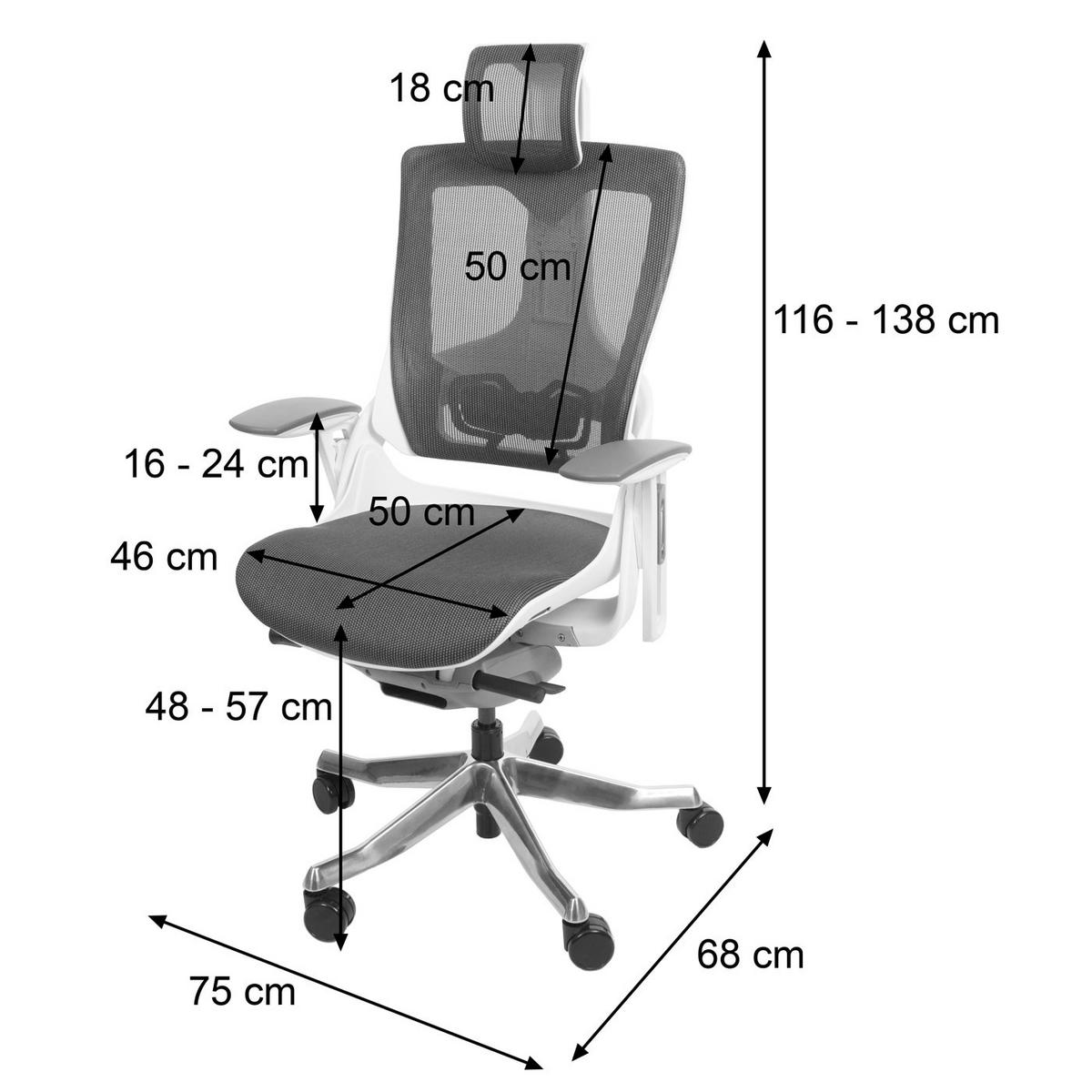 BÜROSTUHL MERRYFAIR Grau - Grau, Textil (75/138/68cm) - Jamb