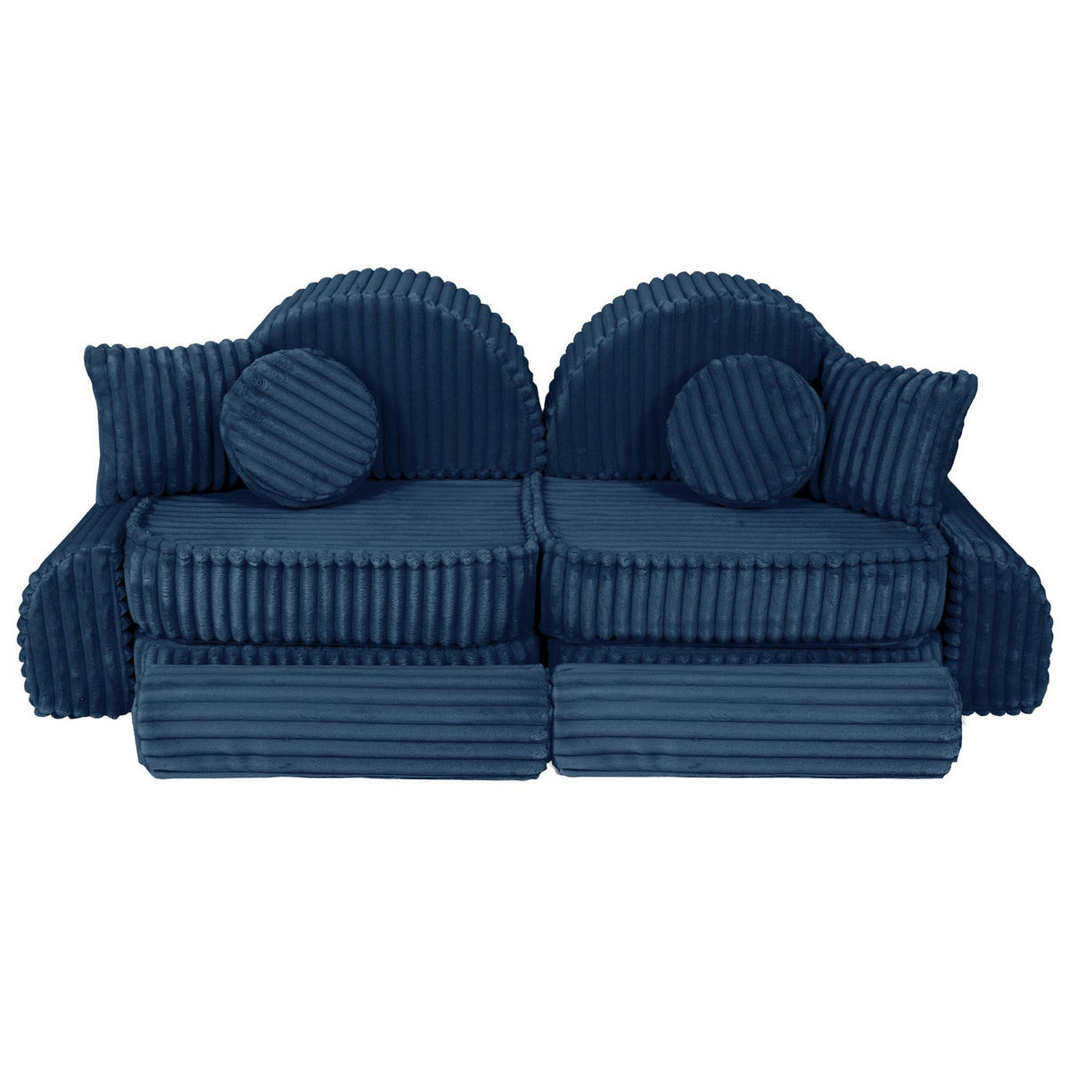 KINDERSOFA Pocket Max modular 12-tlg. aus Plüschcord in Mitternachtsblau - Beere, Textil (120/25/60cm) - MeowBaby