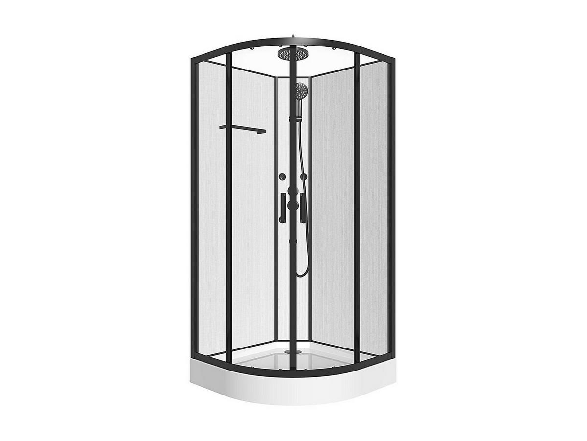 DUSCHKABINE mit Hydromassage - Bambusfasern - Schwarz matt - 80 x 80 x 225 cm - ZALIFA - Schwarz, Glas (80/80/200cm) - Vente-Unique