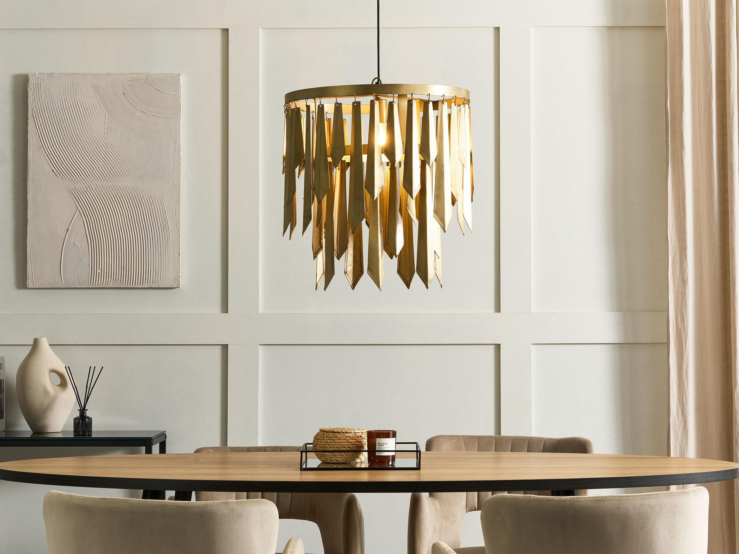 HÄNGELEUCHTE Chambal 45/45/167 cm - Messingfarben, Metall (45/45/167cm) - Beliani