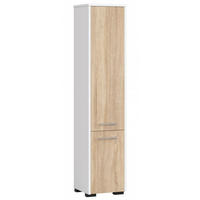 HOCHSCHRANK Weiß, Sonoma Eiche 30x30x140 cm - Silberfarben/Weiß, Holzwerkstoff/Kunststoff (30/140/30cm) - Akord