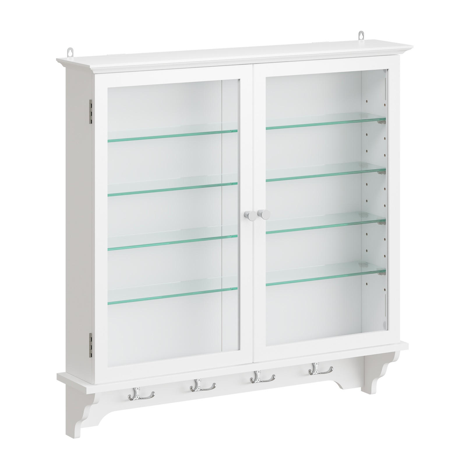 WANDSCHRANK mit Glasfront und Haken FSB114-E-W - Weiß, Glas/Holzwerkstoff (13.5/68.5/68cm) - SoBuy