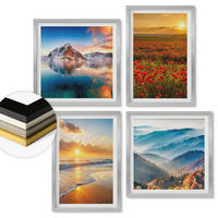 WANDBILDER 4er Set - 50x50 cm & 40x60 cm Silberner Rahmen - Landschaften aus Bergen und Meeren im Westen - Silberfarben, Kunststoff (50/50cm) - ArtPrintCave